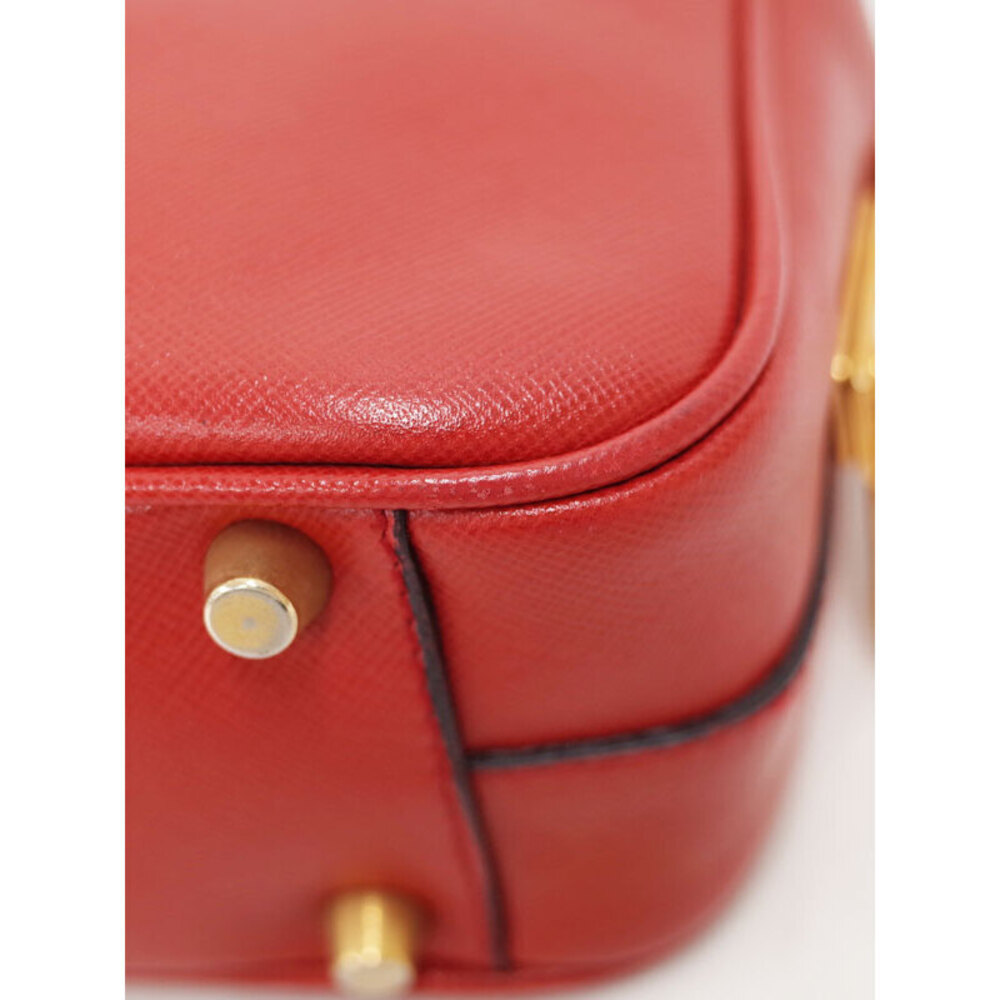 Prada Saffiano Lux red leather bowler bauletto - Picture 8 of 9